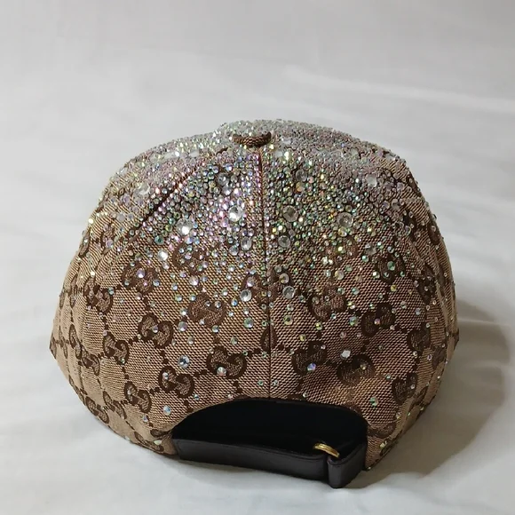 Gucci Brown Monogram Crystal Cap - Picture 2 of 5